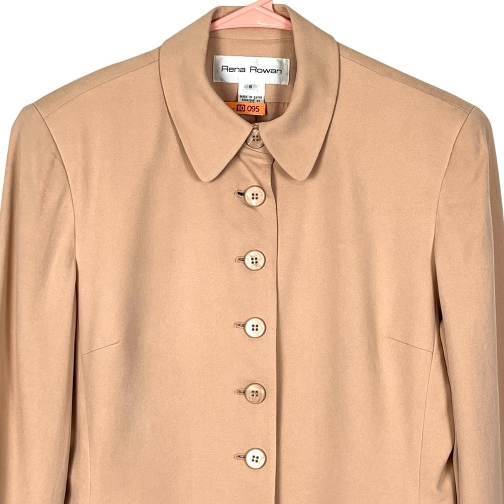 Rena Rowan 100% Silk Longline Career Blazer Jacket Flesh Colored Size 6 Vintage - Picture 4 of 13